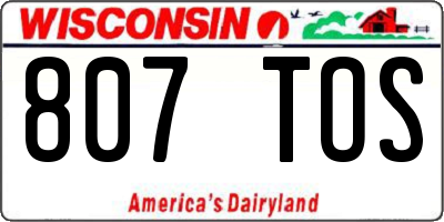 WI license plate 807TOS