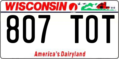 WI license plate 807TOT