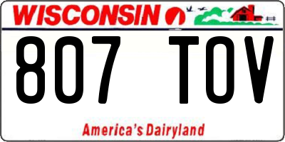 WI license plate 807TOV