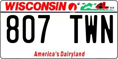 WI license plate 807TWN