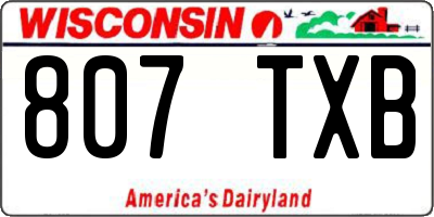 WI license plate 807TXB