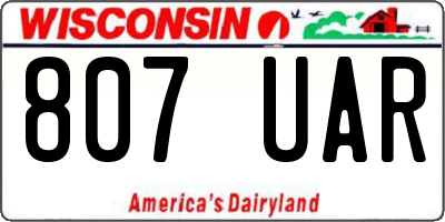 WI license plate 807UAR