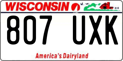 WI license plate 807UXK