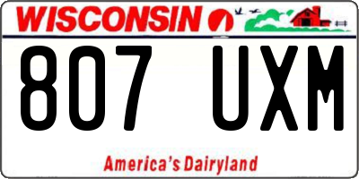 WI license plate 807UXM