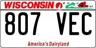 WI license plate 807VEC