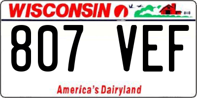 WI license plate 807VEF