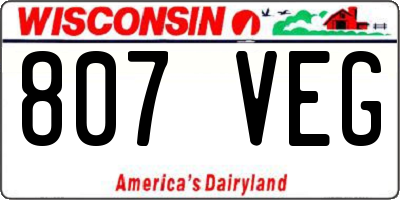 WI license plate 807VEG