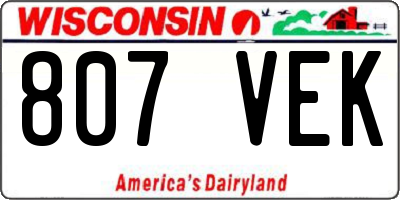 WI license plate 807VEK