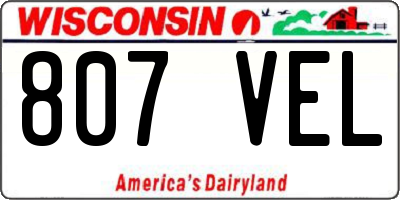 WI license plate 807VEL