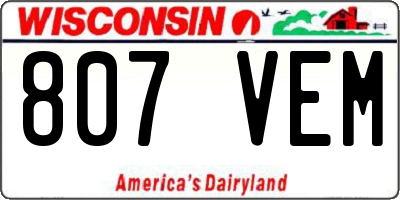 WI license plate 807VEM