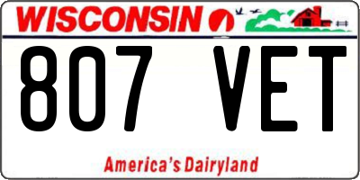 WI license plate 807VET