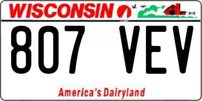 WI license plate 807VEV
