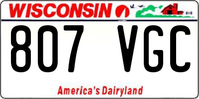 WI license plate 807VGC
