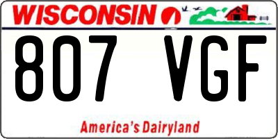 WI license plate 807VGF