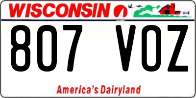 WI license plate 807VOZ