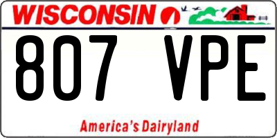 WI license plate 807VPE