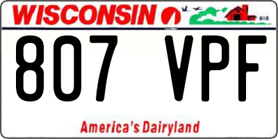 WI license plate 807VPF