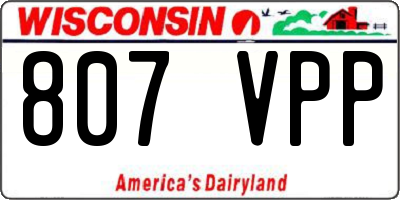 WI license plate 807VPP