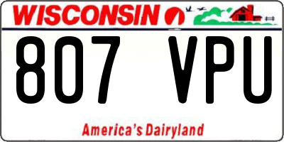 WI license plate 807VPU