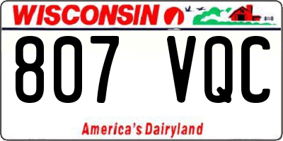 WI license plate 807VQC