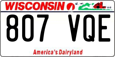 WI license plate 807VQE