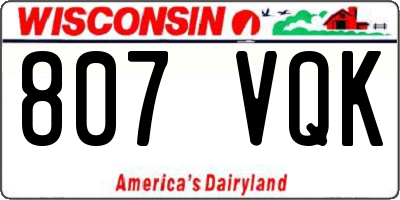 WI license plate 807VQK