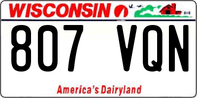 WI license plate 807VQN
