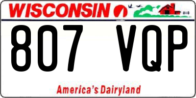WI license plate 807VQP