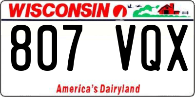 WI license plate 807VQX