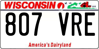 WI license plate 807VRE
