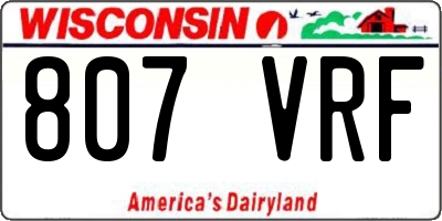 WI license plate 807VRF