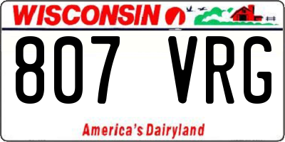 WI license plate 807VRG