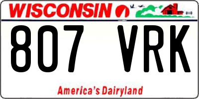 WI license plate 807VRK