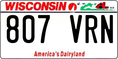 WI license plate 807VRN
