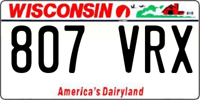 WI license plate 807VRX
