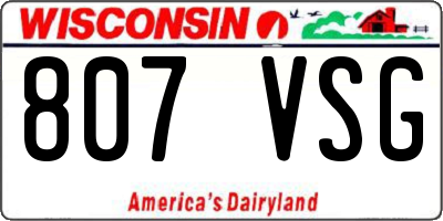 WI license plate 807VSG