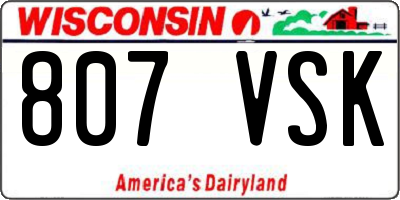 WI license plate 807VSK