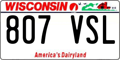 WI license plate 807VSL