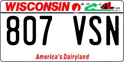 WI license plate 807VSN