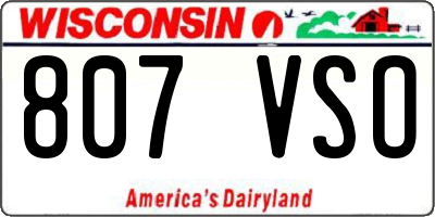 WI license plate 807VSO