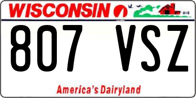 WI license plate 807VSZ