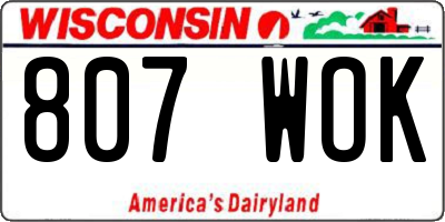 WI license plate 807WOK