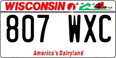 WI license plate 807WXC