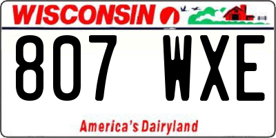 WI license plate 807WXE