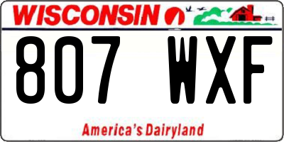 WI license plate 807WXF