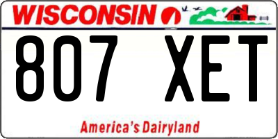 WI license plate 807XET