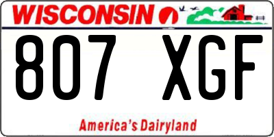 WI license plate 807XGF