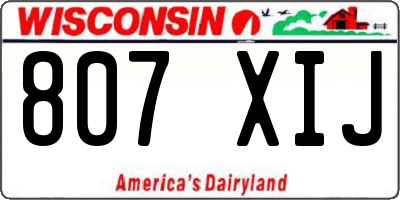 WI license plate 807XIJ