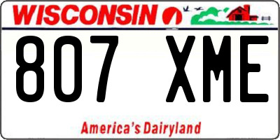 WI license plate 807XME