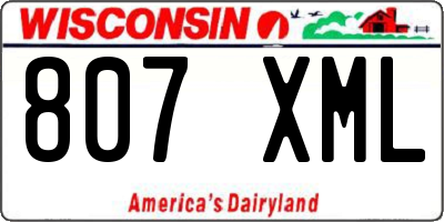 WI license plate 807XML